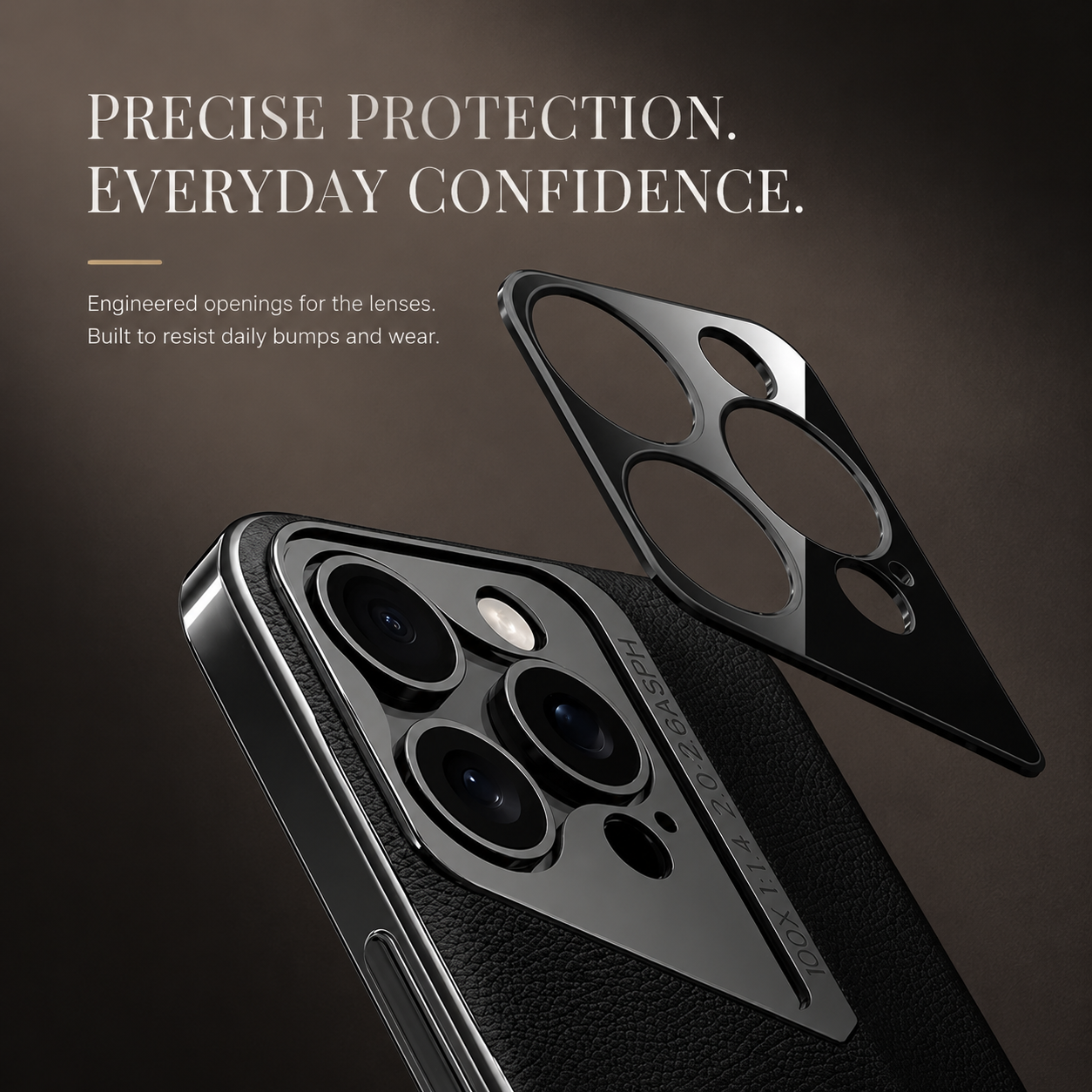 Premium iPhone Case Camera Lens Protection Hard Back Protective Cover Vegan Leather Anti Fingerprint Anti Scratch Minimalist Design