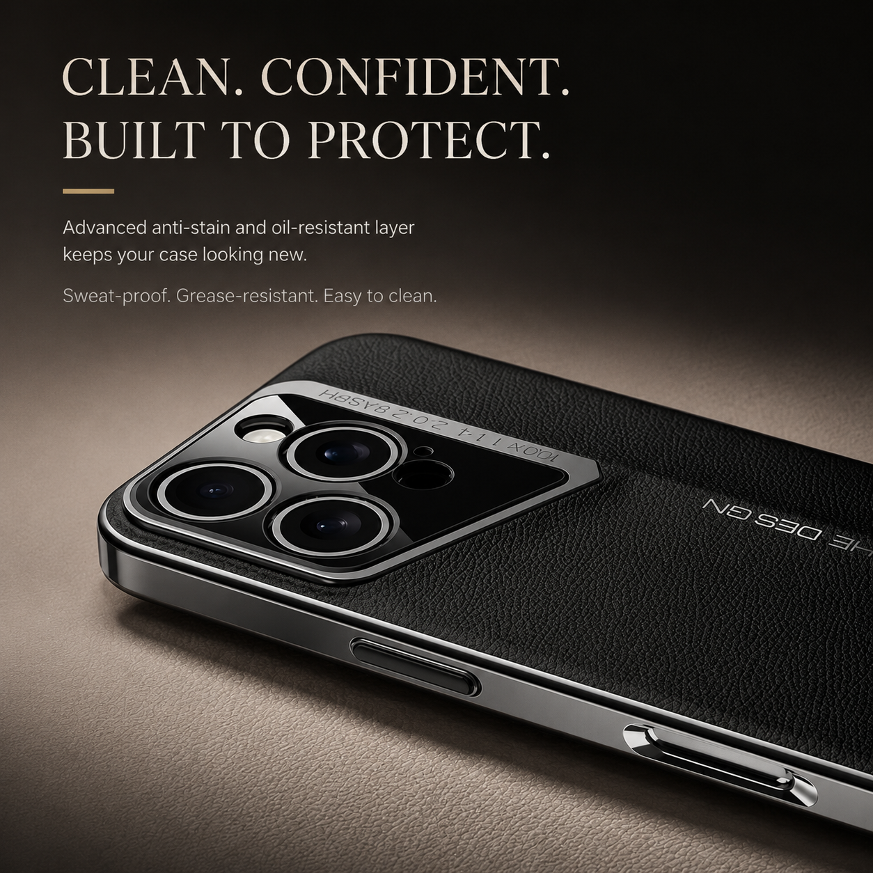 Premium iPhone Case Camera Lens Protection Hard Back Protective Cover Vegan Leather Anti Fingerprint Anti Scratch Minimalist Design