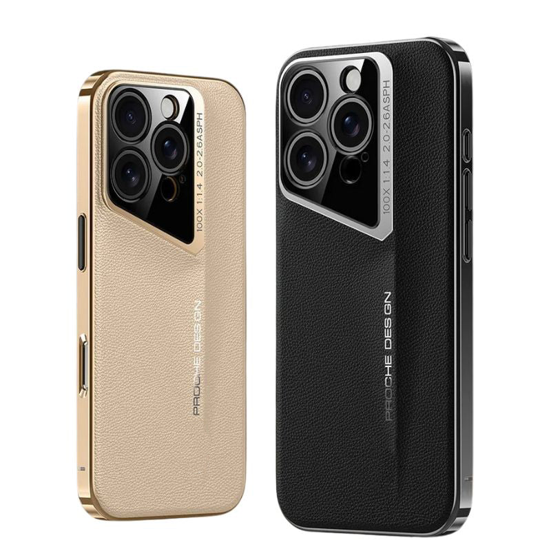 Premium iPhone Case Camera Lens Protection Hard Back Protective Cover Vegan Leather Anti Fingerprint Anti Scratch Minimalist Design