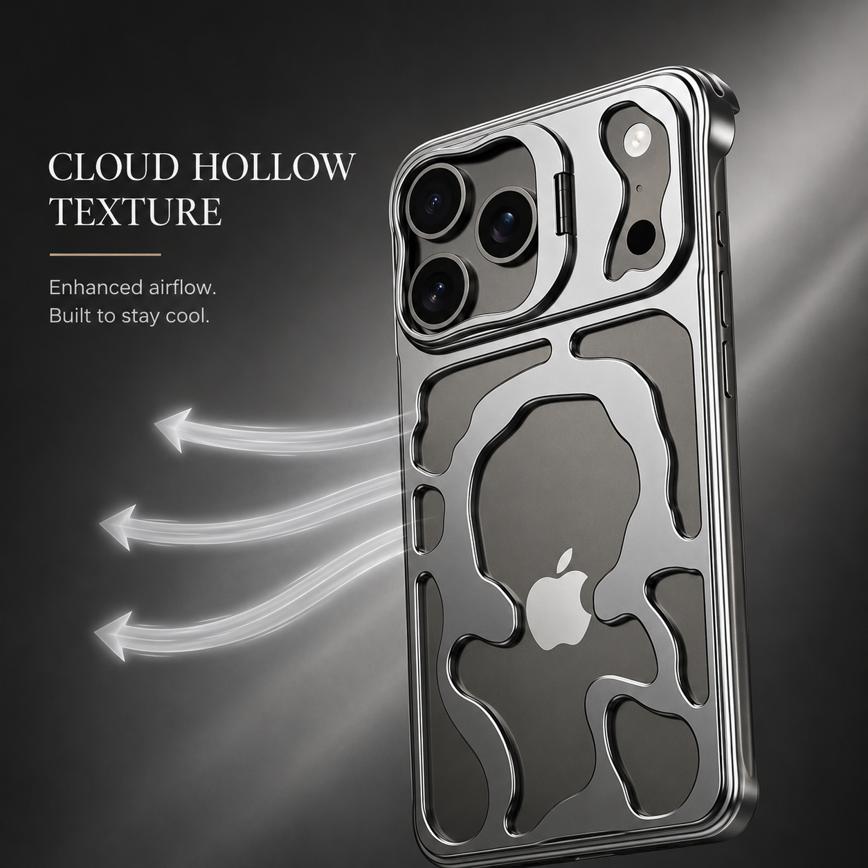 Premium iPhone Case Camera Lens Protection Magnetic Metal Cover Shockproof Protective Frame Heat Dissipation Stand Bracket Scratch Resistant Hollow Design