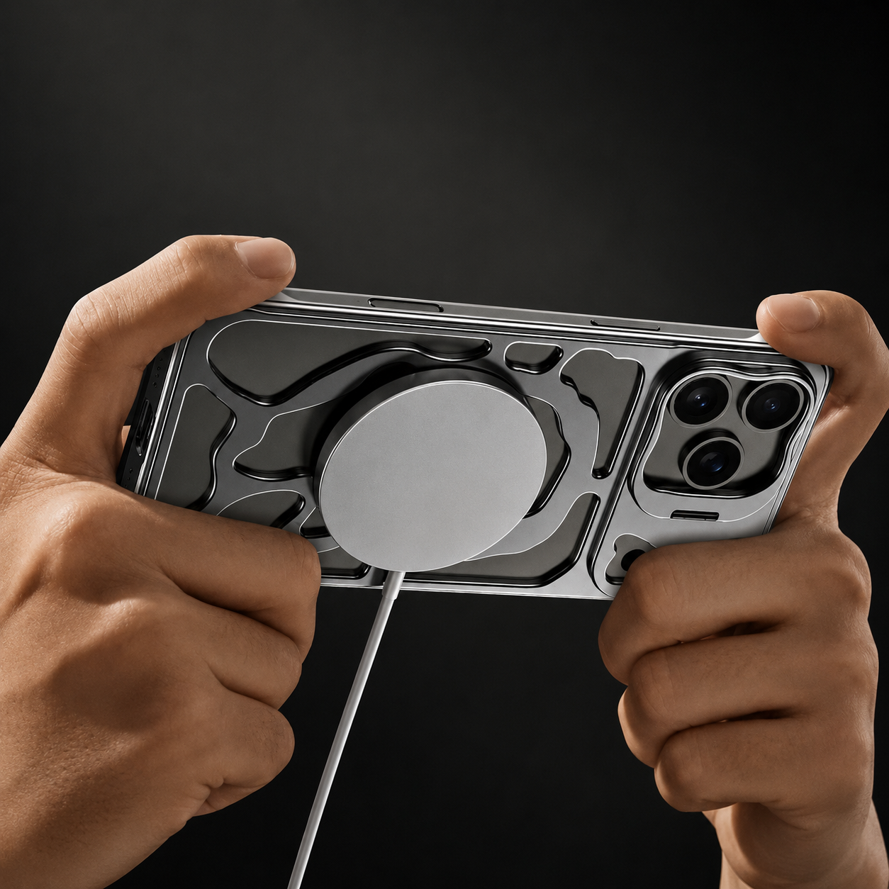 Premium iPhone Case Camera Lens Protection Magnetic Metal Cover Shockproof Protective Frame Heat Dissipation Stand Bracket Scratch Resistant Hollow Design