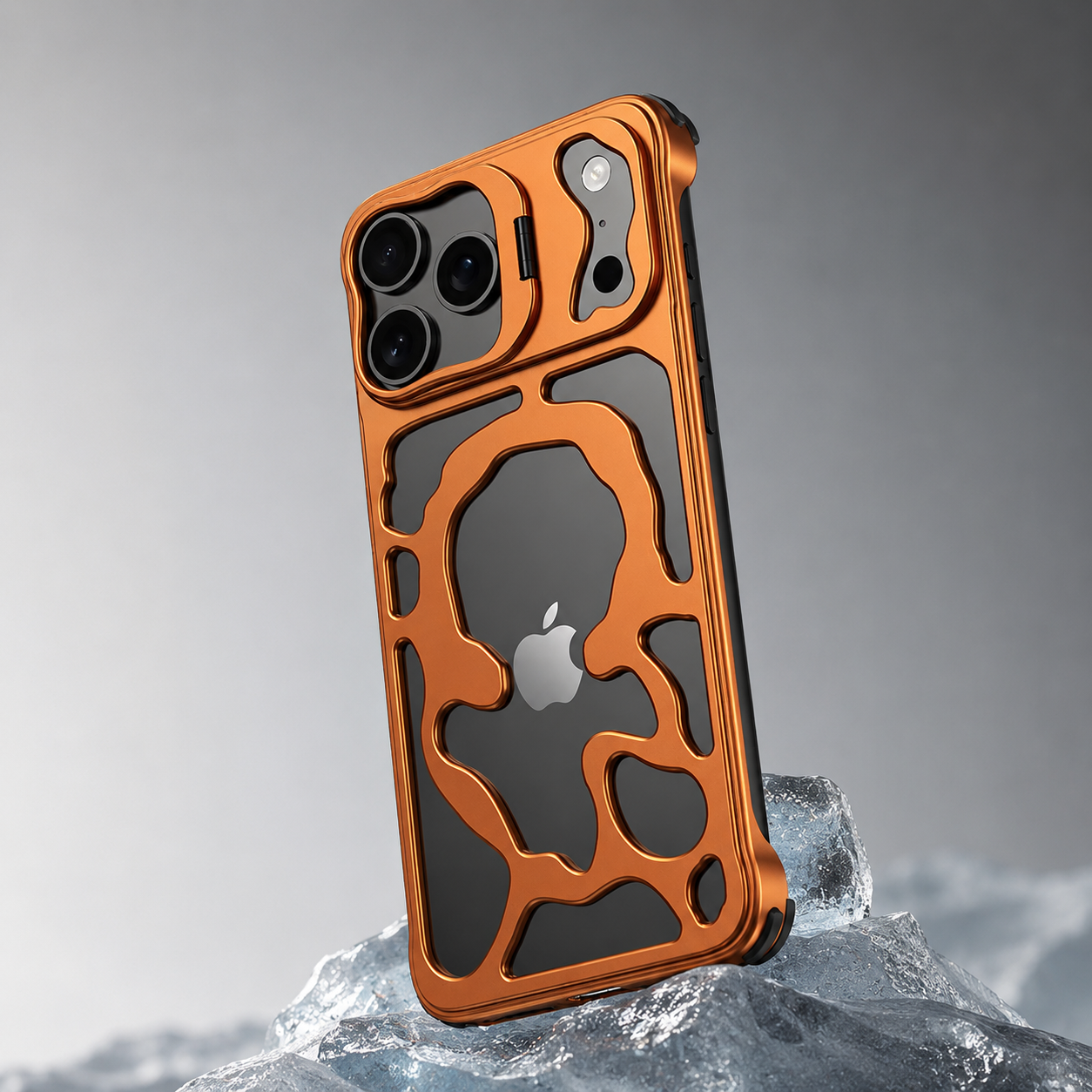 Premium iPhone Case Camera Lens Protection Magnetic Metal Cover Shockproof Protective Frame Heat Dissipation Stand Bracket Scratch Resistant Hollow Design