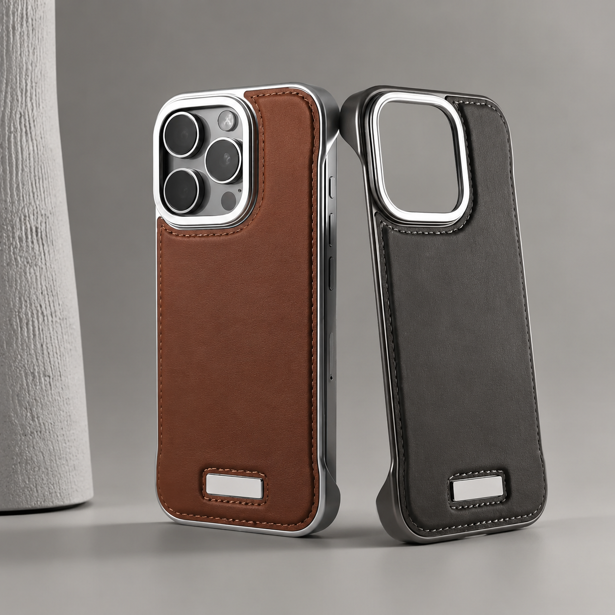 Premium iPhone Case Camera Lens Protection Magnetic PU Leather Cover Ultra Thin Borderless Shockproof Non Slip Matte Finish Design