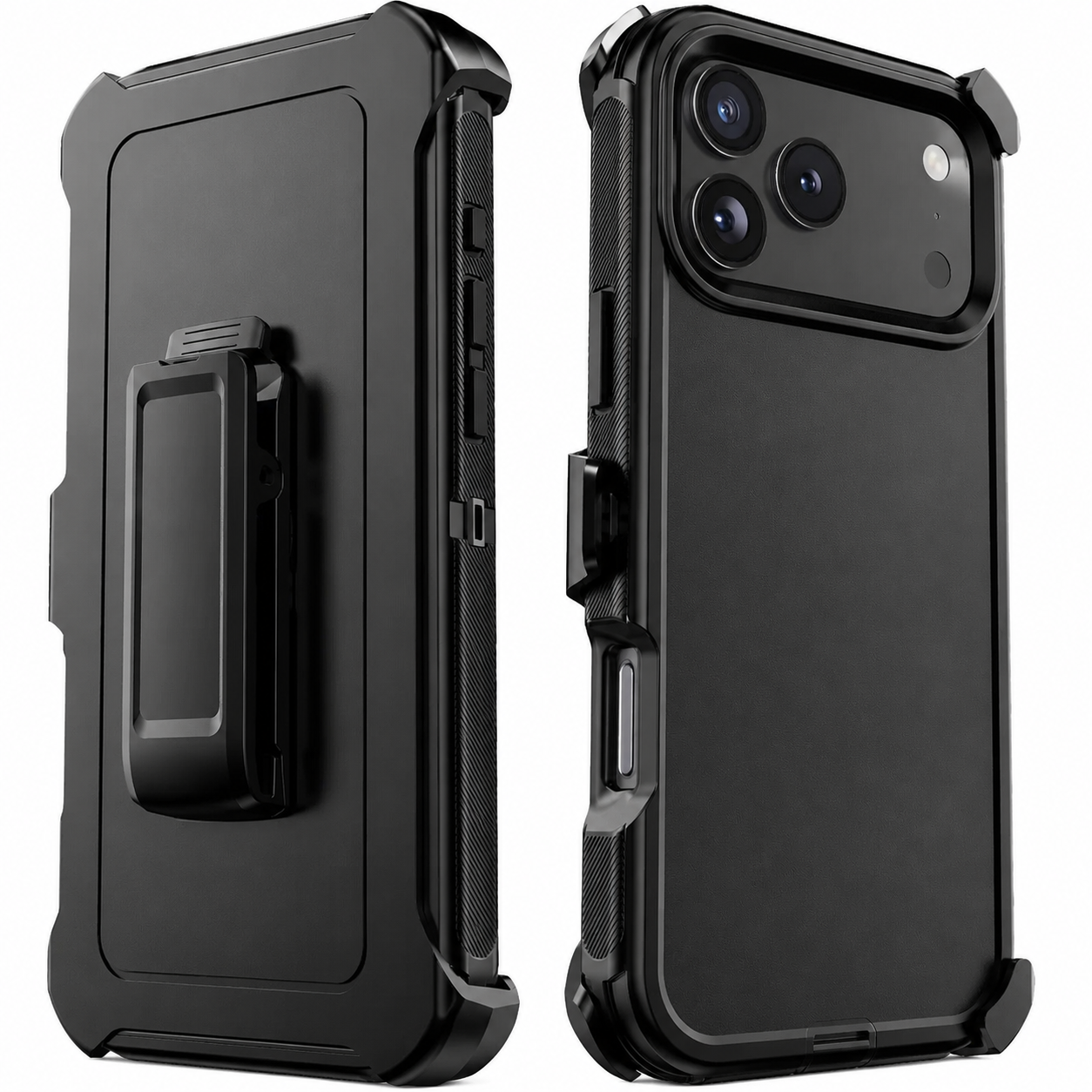 Premium iPhone Case Camera Lens Protection Shockproof Cover 3 Layer Hybrid Armor Belt Clip Holster Kickstand Anti Fingerprint Non Slip Design