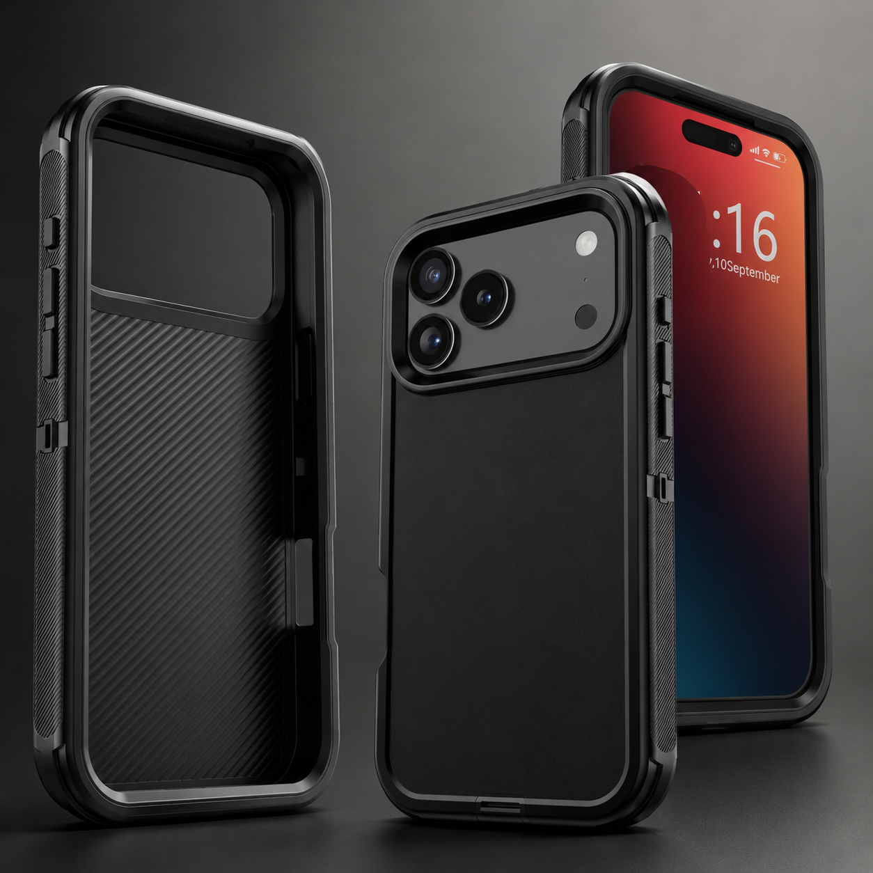 Premium iPhone Case Camera Lens Protection Shockproof Cover 3 Layer Hybrid Armor Belt Clip Holster Kickstand Anti Fingerprint Rugged Design