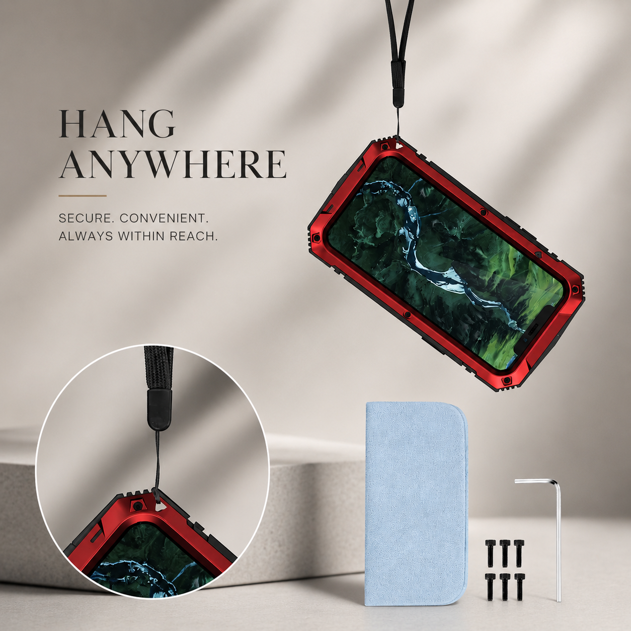 Premium iPhone Case Camera Lens Protection Shockproof Cover Aluminum Metal Armor Tempered Glass Screen Water Resistant Full Body Kickstand Design