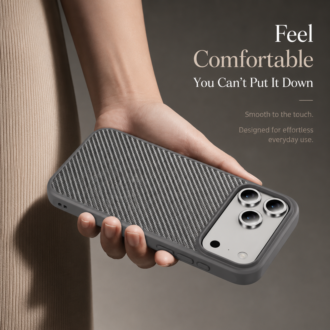 Premium iPhone Case Camera Lens Protection Shockproof Cover Carbon Fiber Anti Fingerprint Non Slip Scratch Resistant Wireless Charging Compatible Design