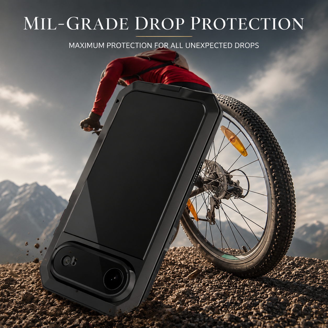 Premium iPhone Case Camera Lens Protection Shockproof Cover Heavy Duty Metal Frame Built In Glass Screen Protector TPU PC Rugged Armor Design