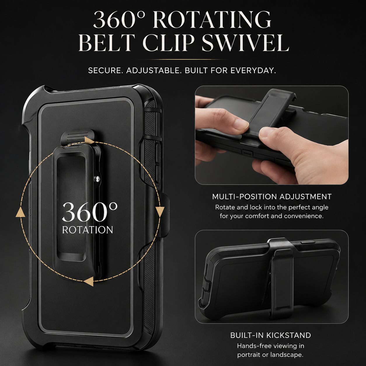 Premium iPhone Case Camera Lens Protection Shockproof Cover Magnetic Defender Armor TPU PC Belt Clip Holster Full Port Protection Rugged Design