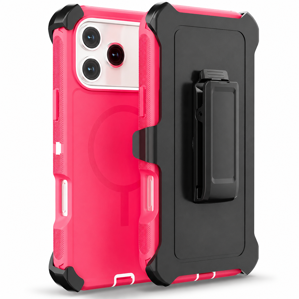 Premium iPhone Case Camera Lens Protection Shockproof Cover Magnetic Defender Armor TPU PC Belt Clip Holster Full Port Protection Rugged Design