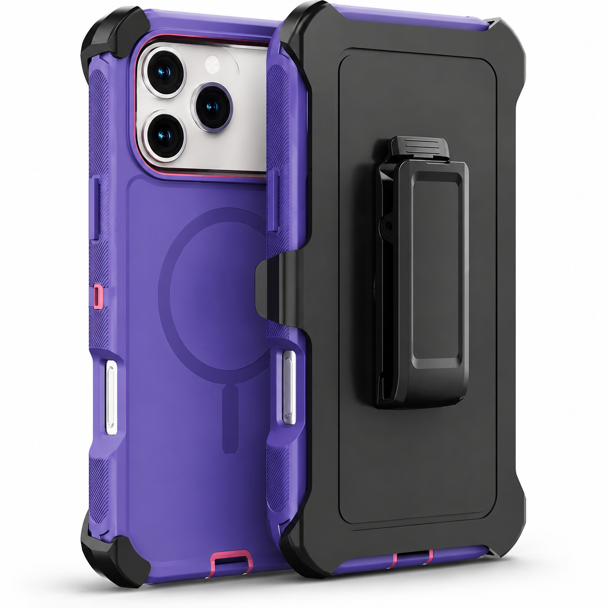 Premium iPhone Case Camera Lens Protection Shockproof Cover Magnetic Defender Armor TPU PC Belt Clip Holster Full Port Protection Rugged Design