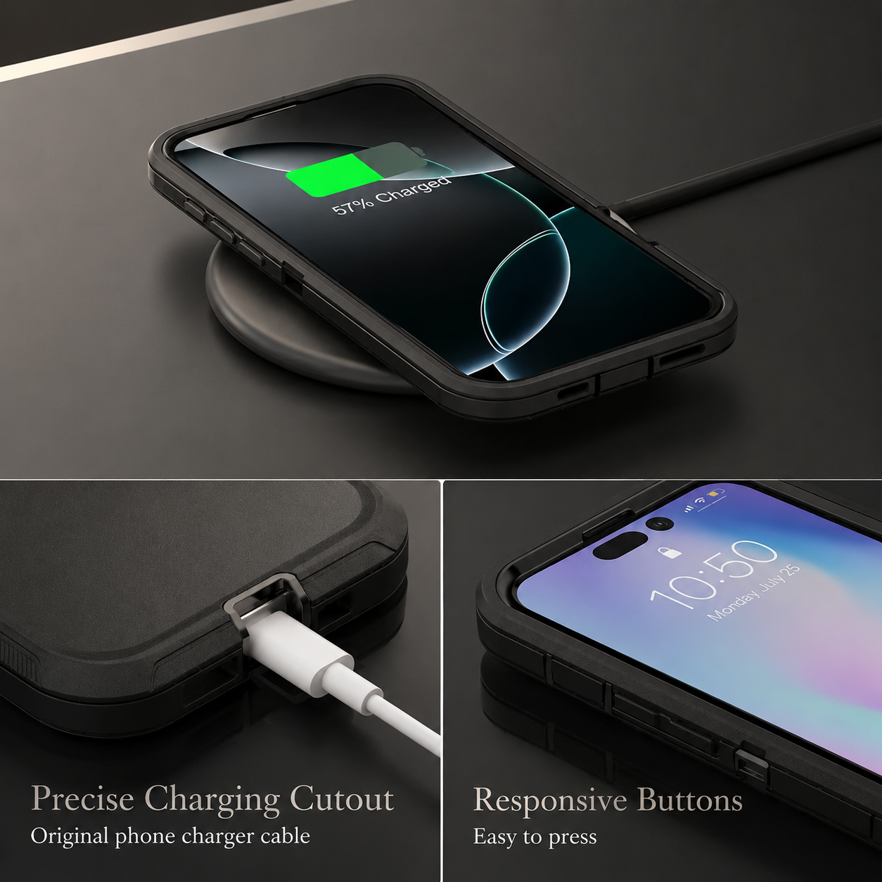 Premium iPhone Case Camera Lens Protection Shockproof Cover Magnetic Defender Armor TPU PC Belt Clip Holster Full Port Protection Rugged Design