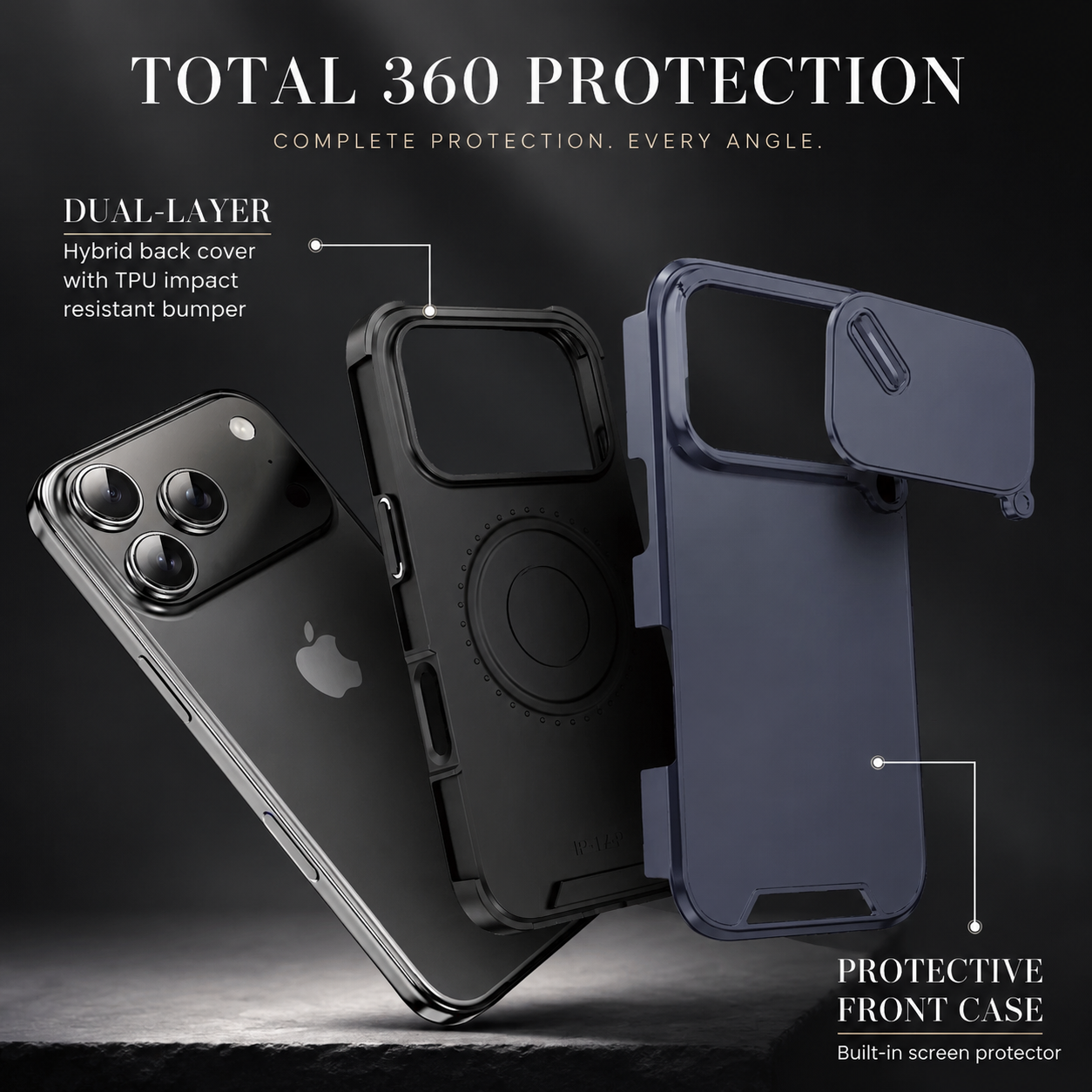 Premium iPhone Case Camera Lens Protection Shockproof Cover Slide Camera Guard PC TPU Anti Collision Protective Full Coverage Durable Design