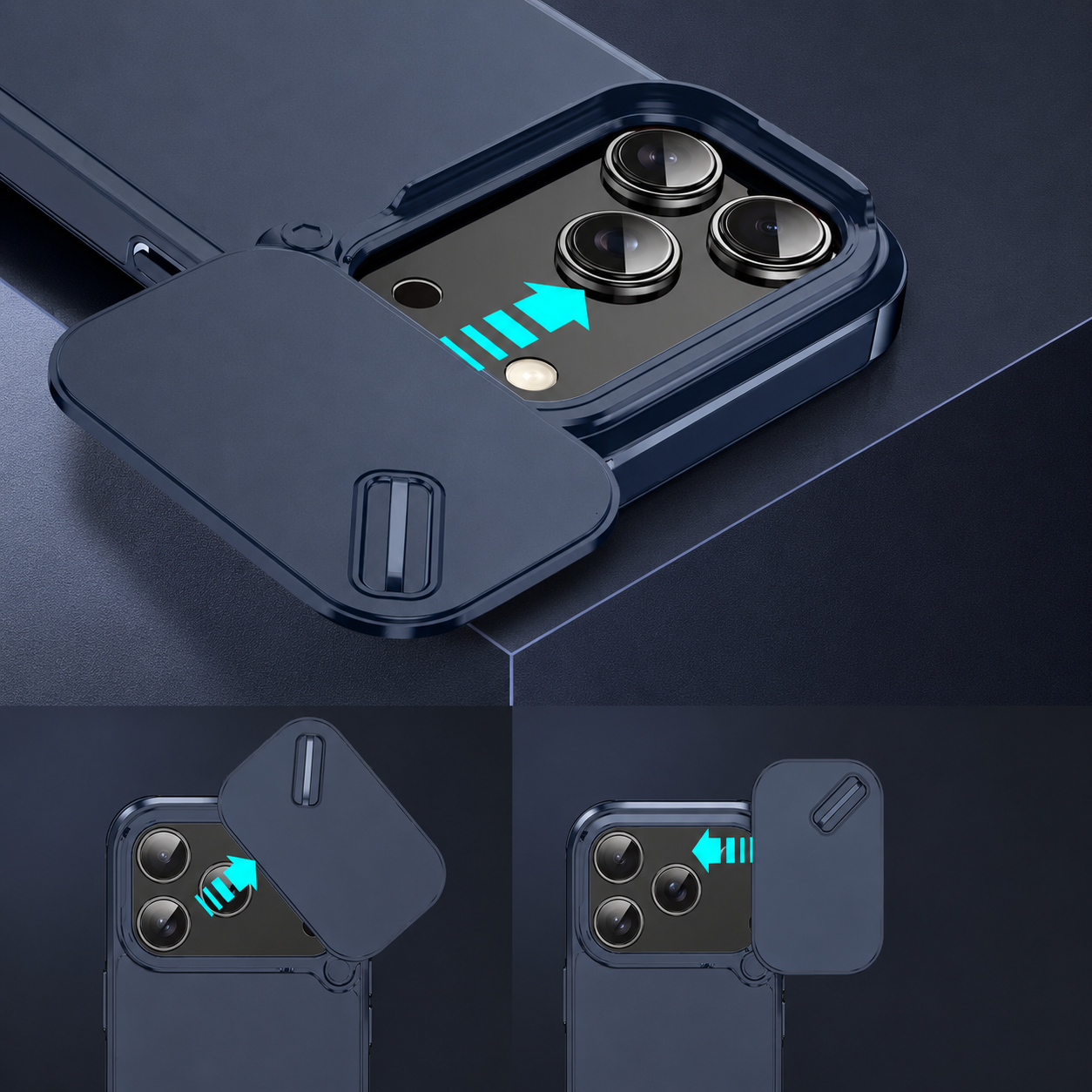 Premium iPhone Case Camera Lens Protection Shockproof Cover Slide Camera Guard PC TPU Anti Collision Protective Full Coverage Durable Design