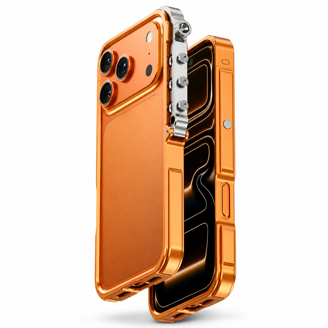 Premium iPhone Case Camera Lens Protection Shockproof Protective Cover Aluminum Alloy Bumper Heavy Duty Metal Frame Cyberpunk Design