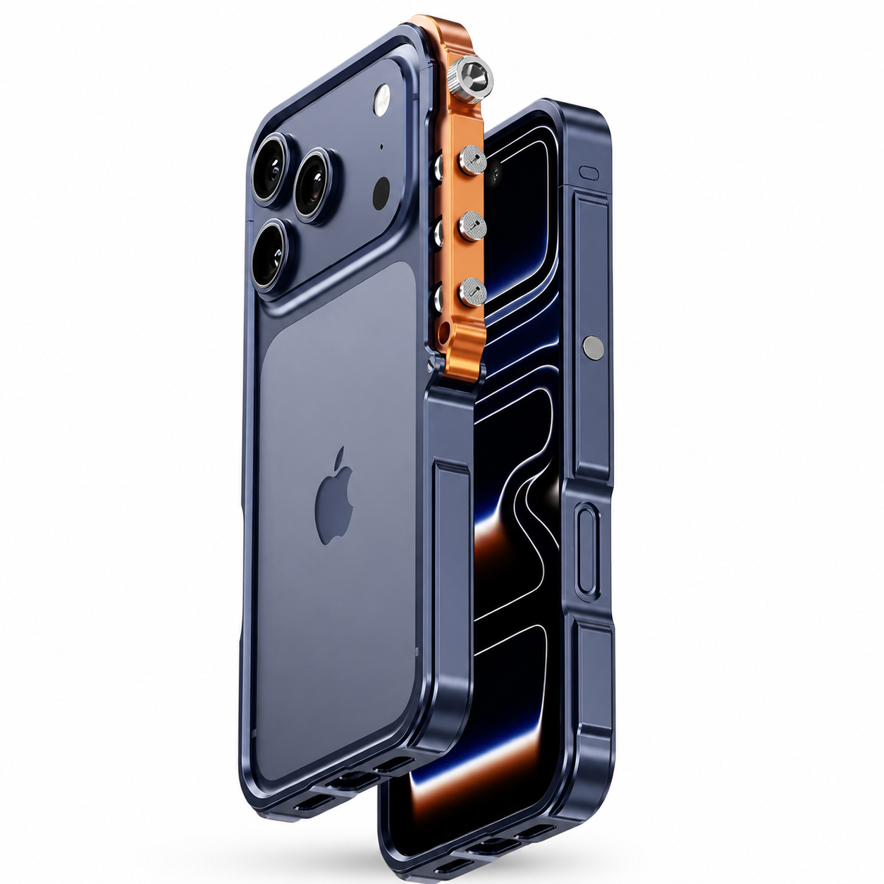 Premium iPhone Case Camera Lens Protection Shockproof Protective Cover Aluminum Alloy Bumper Heavy Duty Metal Frame Cyberpunk Design