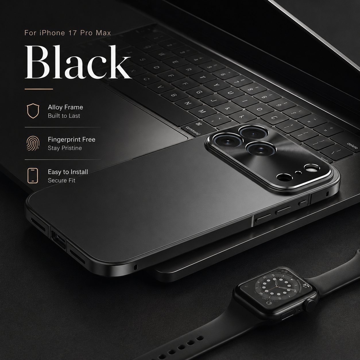 Premium iPhone Case Camera Lens Protection Shockproof Protective Cover Aluminum Alloy Frame Ultra Thin Frosted Back Anti Fingerprint Full Coverage