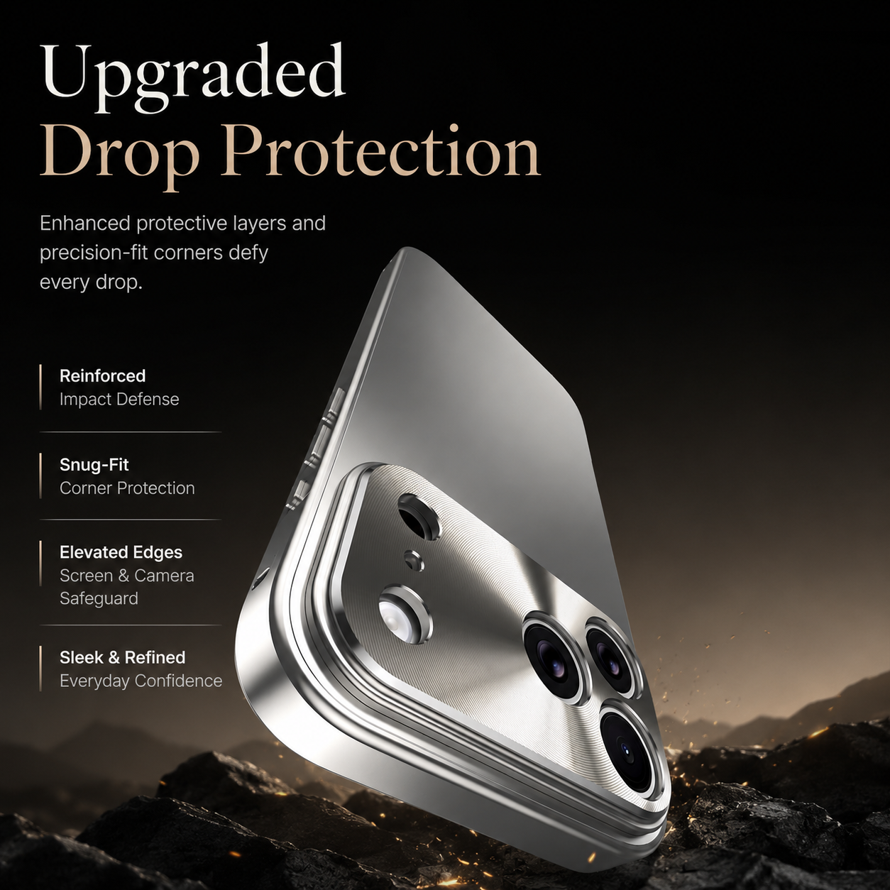 Premium iPhone Case Camera Lens Protection Shockproof Protective Cover Aluminum Alloy Frame Ultra Thin Frosted Back Anti Fingerprint Full Coverage