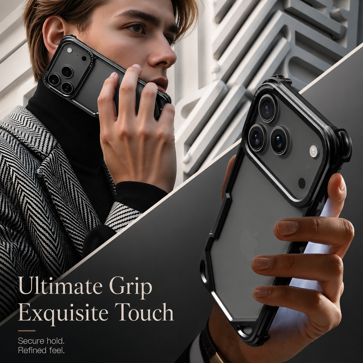 Premium iPhone Case Camera Lens Protection Shockproof Protective Cover Aluminum Alloy Frameless Wireless Charging Compatible Minimalist Design