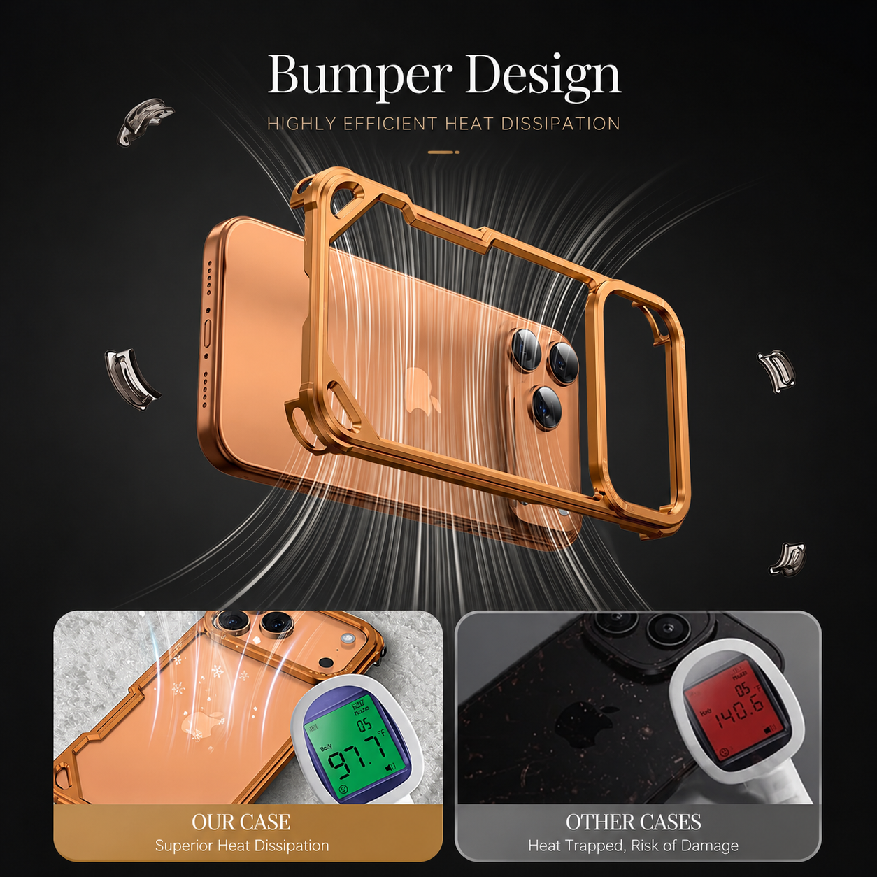 Premium iPhone Case Camera Lens Protection Shockproof Protective Cover Aluminum Alloy Frameless Wireless Charging Compatible Minimalist Design