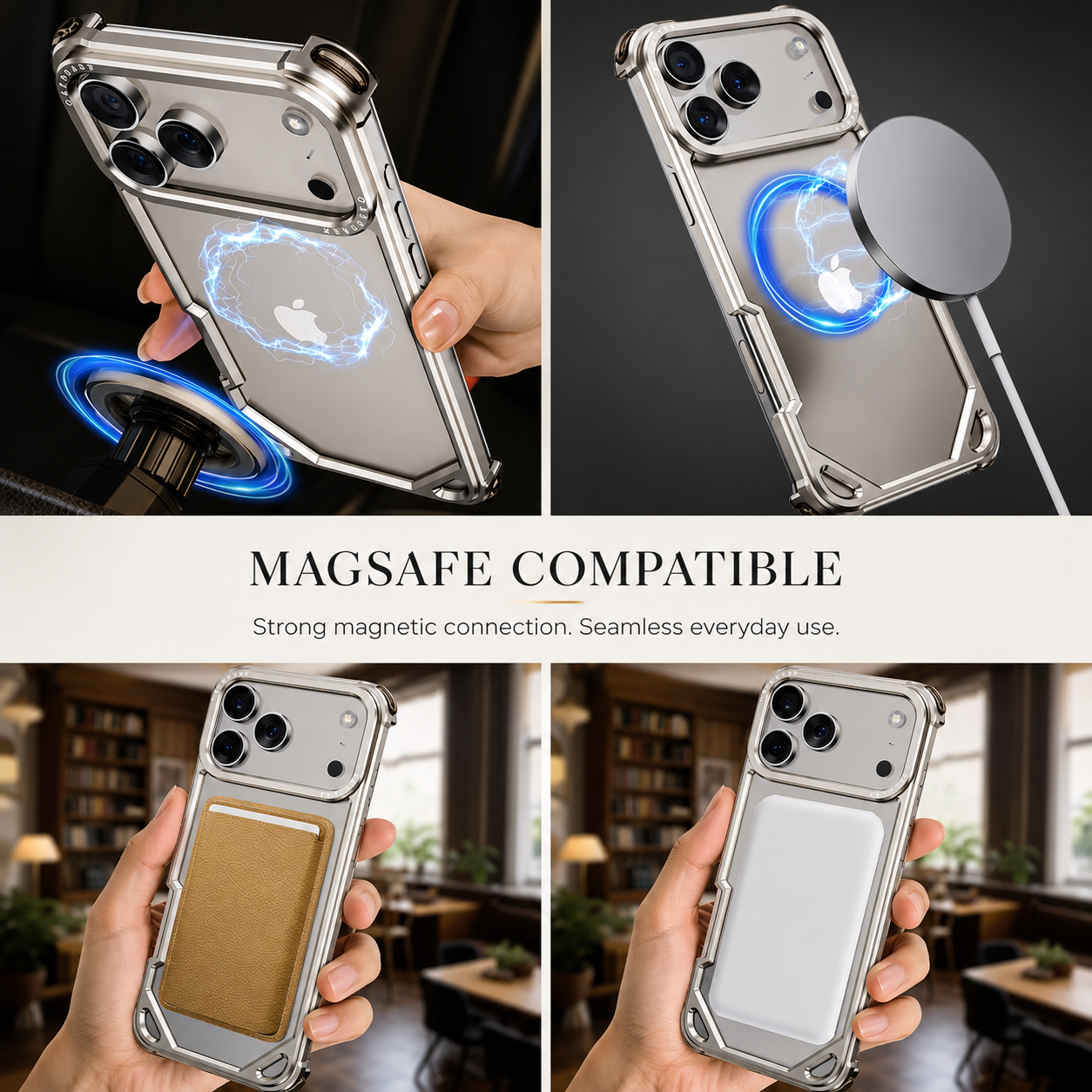 Premium iPhone Case Camera Lens Protection Shockproof Protective Cover Aluminum Alloy Frameless Wireless Charging Compatible Minimalist Design
