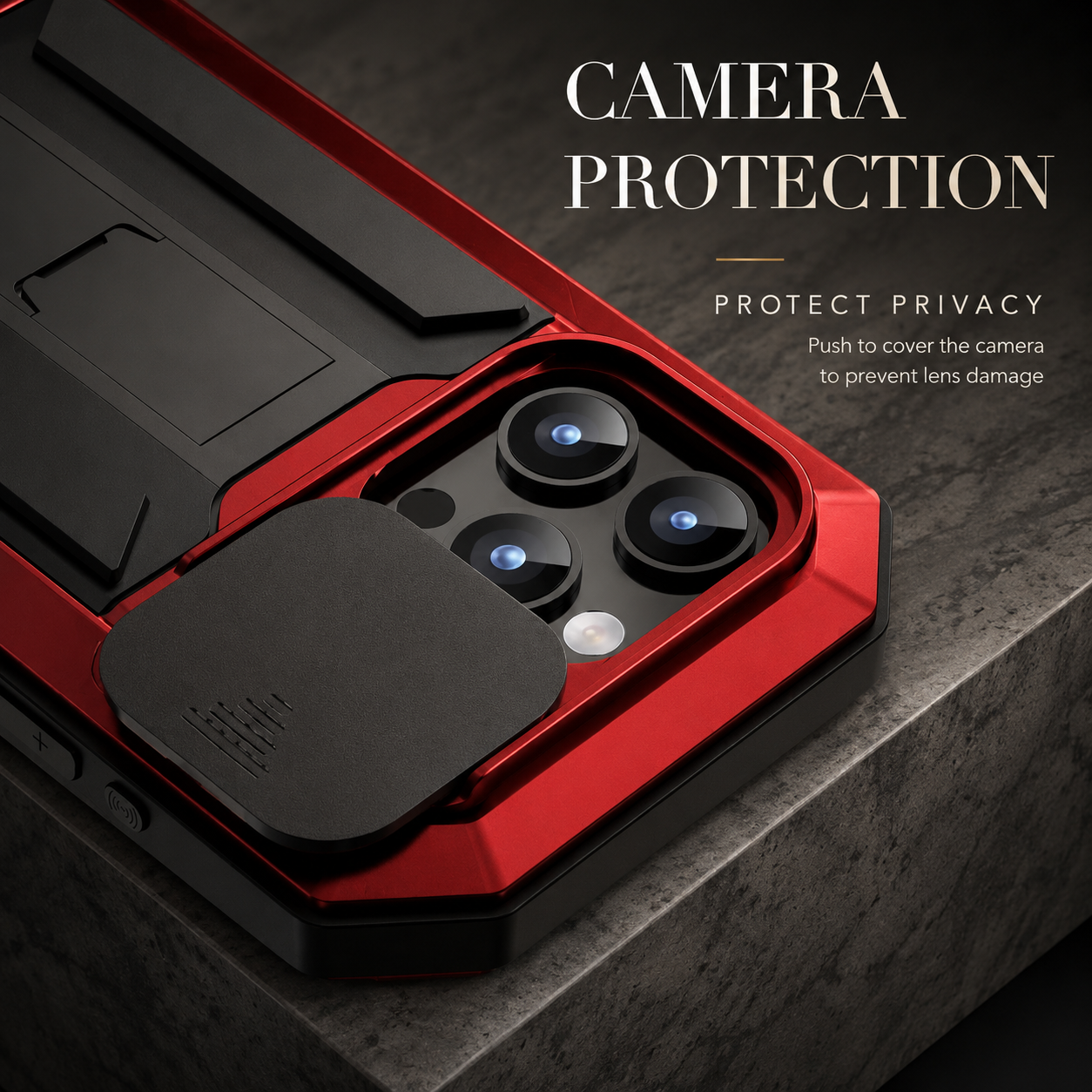 Premium iPhone Case Camera Lens Protection Shockproof Protective Cover Built In Screen Protection Heavy Duty Metal Armor Kickstand Design