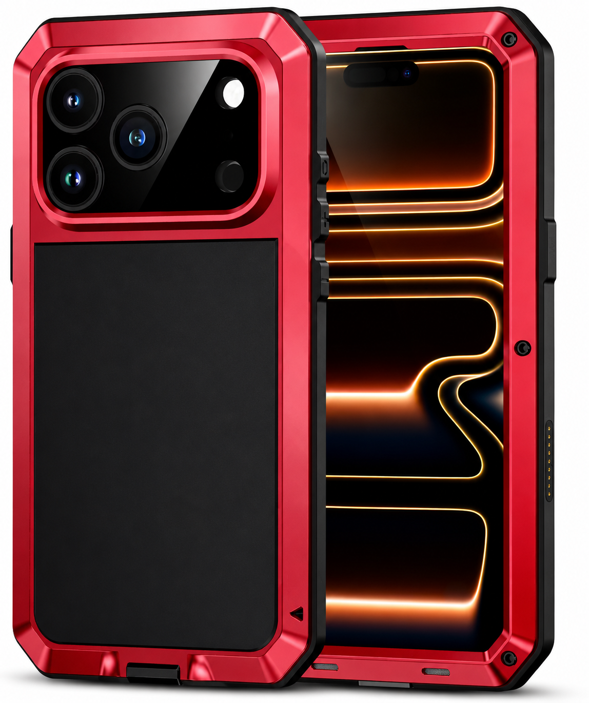 Premium iPhone Case Camera Lens Protection Shockproof Protective Cover Built In Screen Protection Heavy Duty Metal Armor TPU PC Design