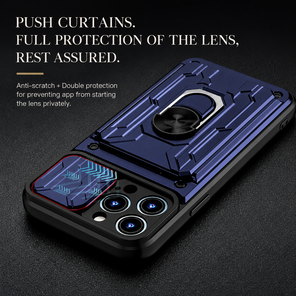 Premium iPhone Case Camera Lens Protection Shockproof Protective Cover Card Holder Ring Stand Magnetic Mount Dual Layer Armor Design