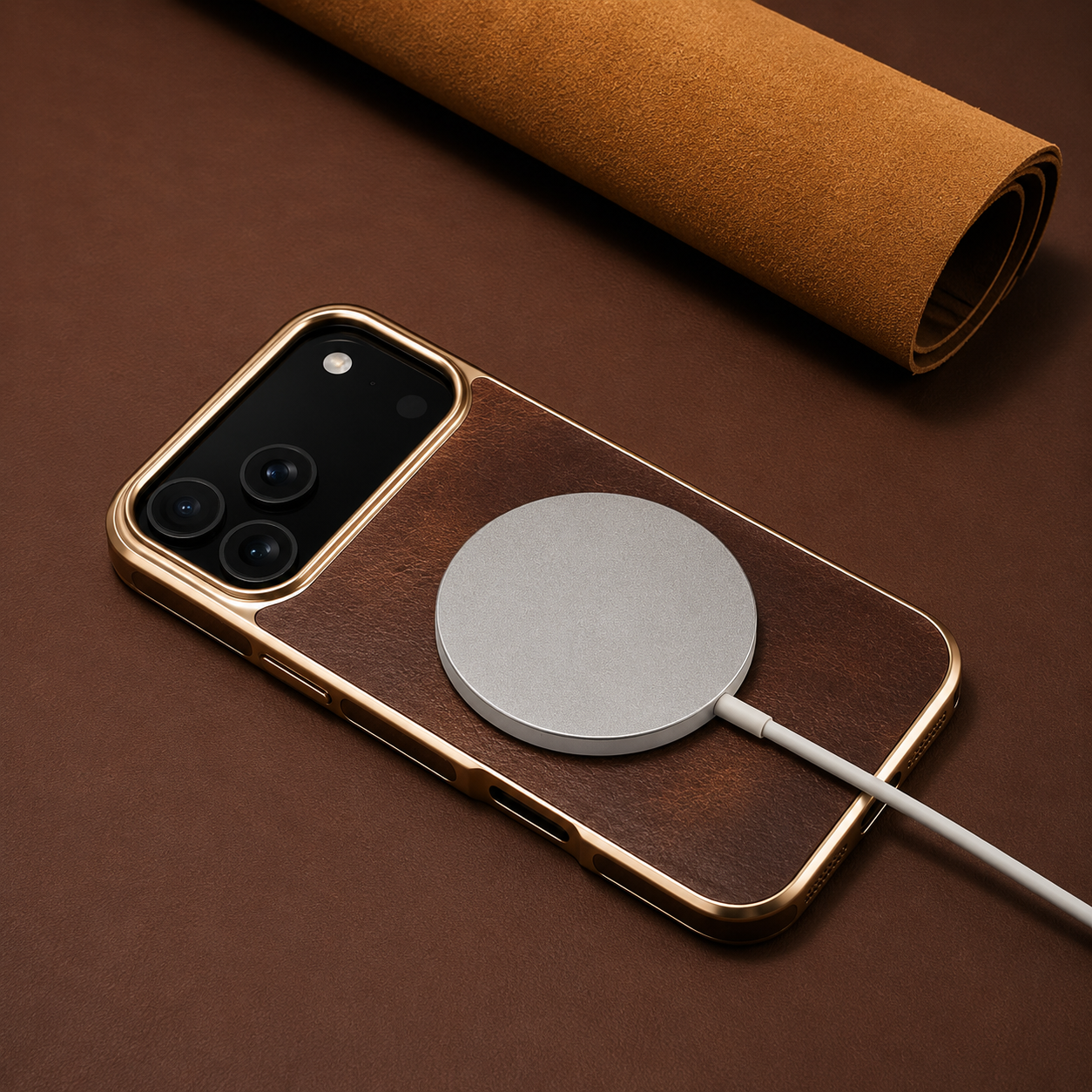 Premium iPhone Case Camera Lens Protection Shockproof Protective Cover Genuine Leather Non Slip Anti Fingerprint Electroplated Design