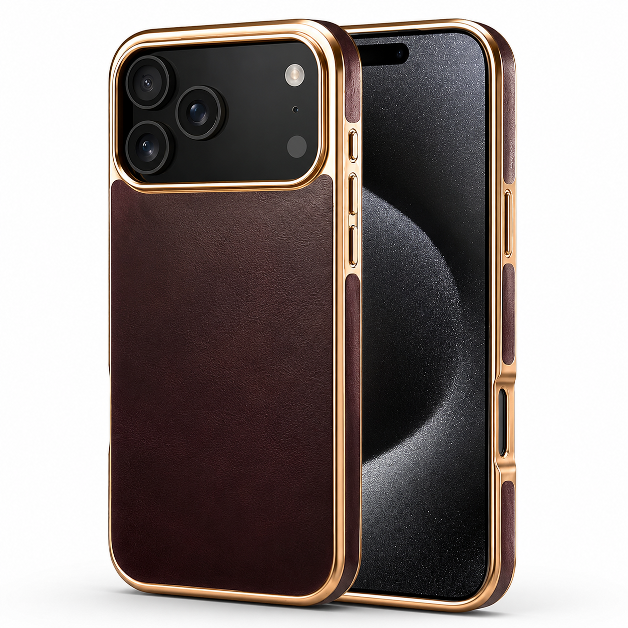 Premium iPhone Case Camera Lens Protection Shockproof Protective Cover Genuine Leather Non Slip Anti Fingerprint Electroplated Design