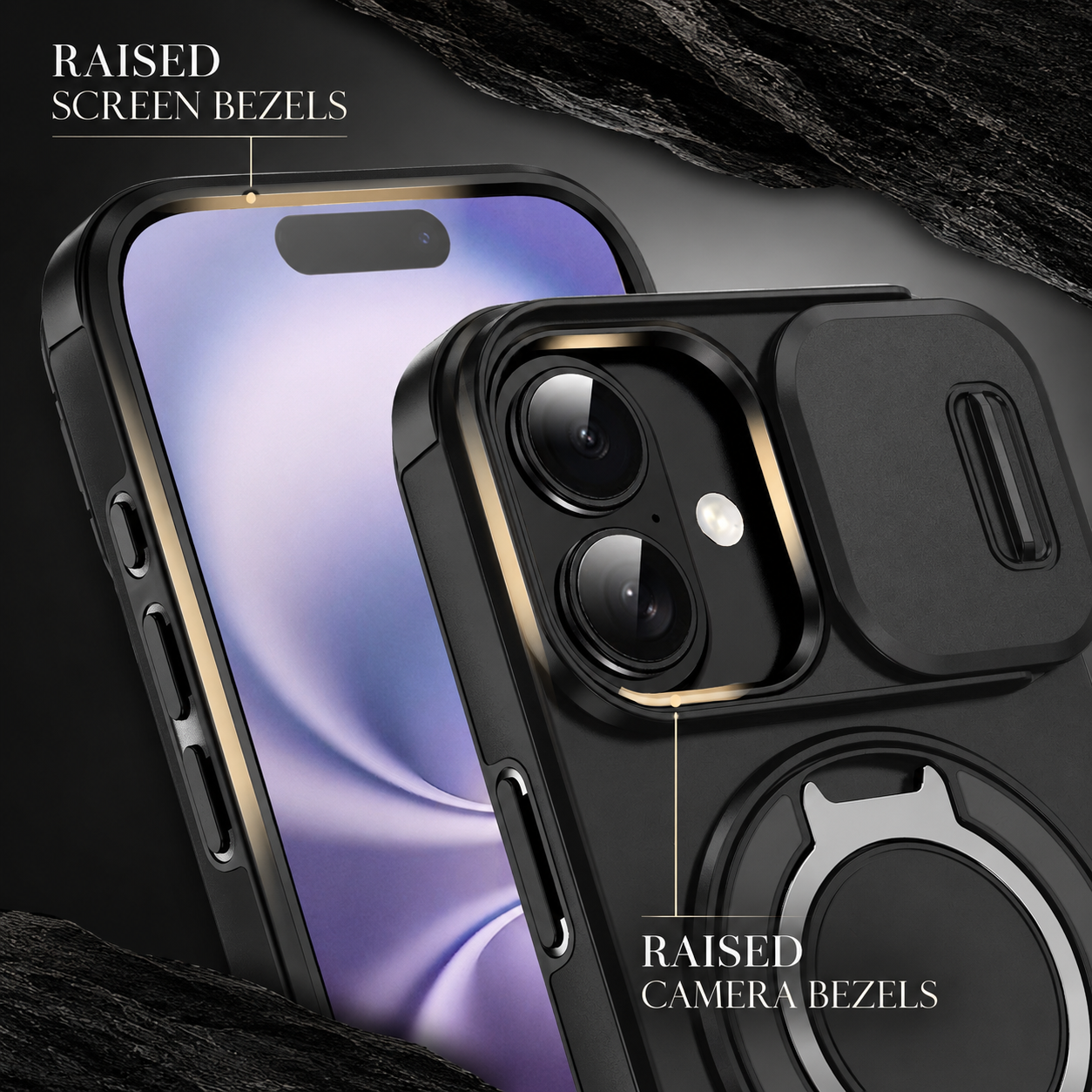 Premium iPhone Case Camera Lens Protection Shockproof Protective Cover Magnetic Stand Heavy Duty Armor Anti Fingerprint Anti Scratch Design