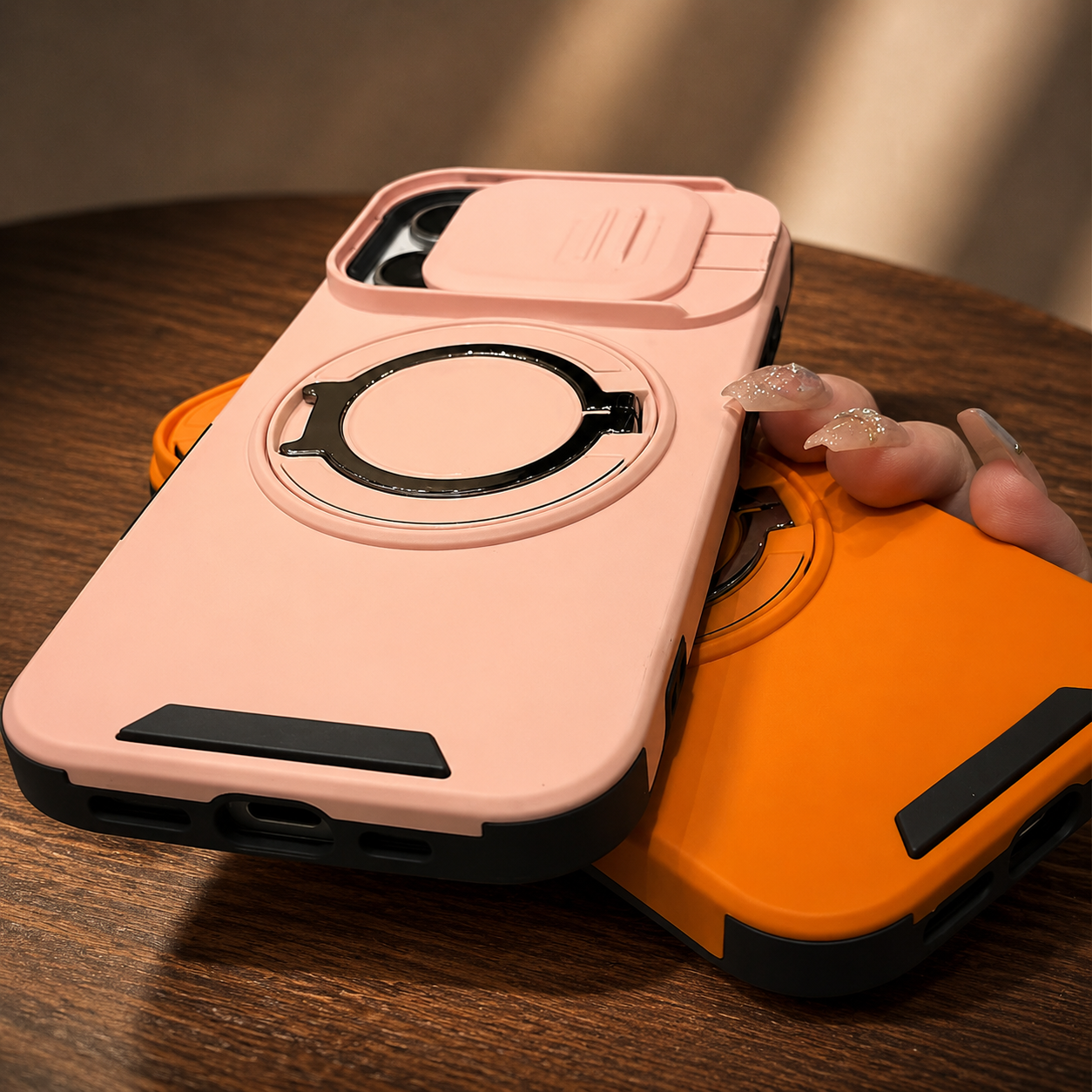 Premium iPhone Case Camera Lens Protection Shockproof Protective Cover Magnetic Stand Heavy Duty Armor Anti Fingerprint Anti Scratch Design