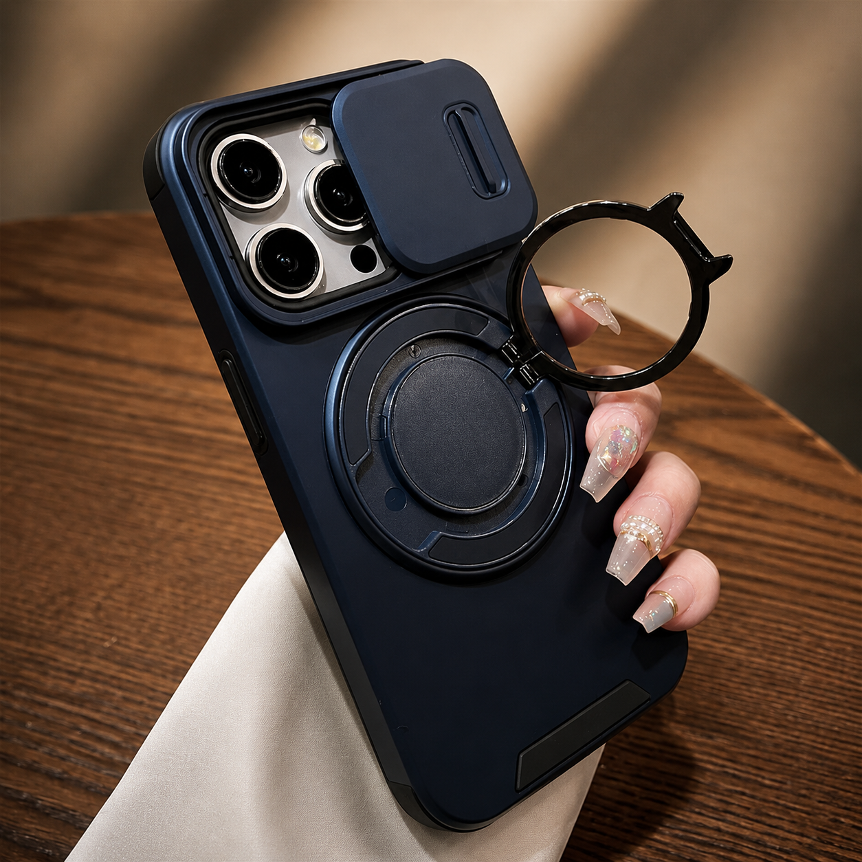 Premium iPhone Case Camera Lens Protection Shockproof Protective Cover Magnetic Stand Heavy Duty Armor Anti Fingerprint Anti Scratch Design