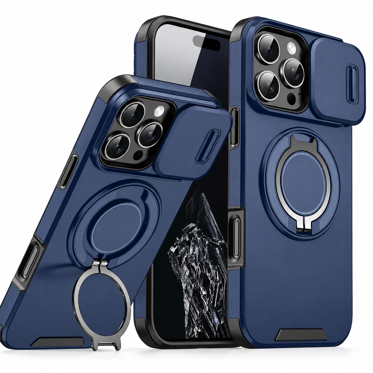 Premium iPhone Case Camera Lens Protection Shockproof Protective Cover Magnetic Stand Heavy Duty Armor Anti Fingerprint Anti Scratch Design