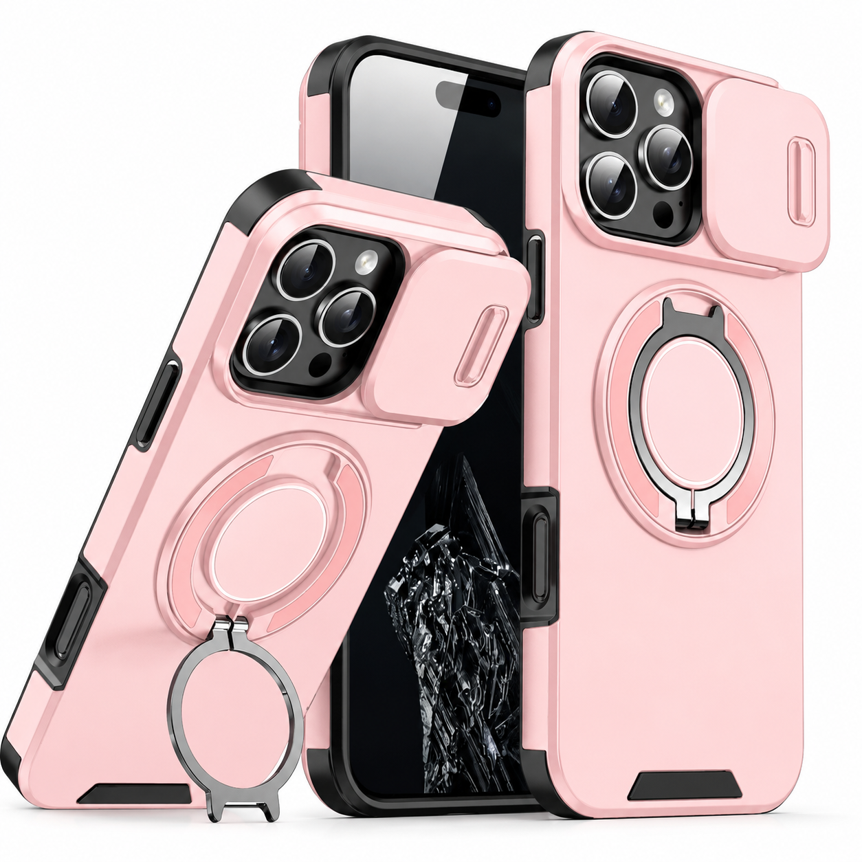 Premium iPhone Case Camera Lens Protection Shockproof Protective Cover Magnetic Stand Heavy Duty Armor Anti Fingerprint Anti Scratch Design