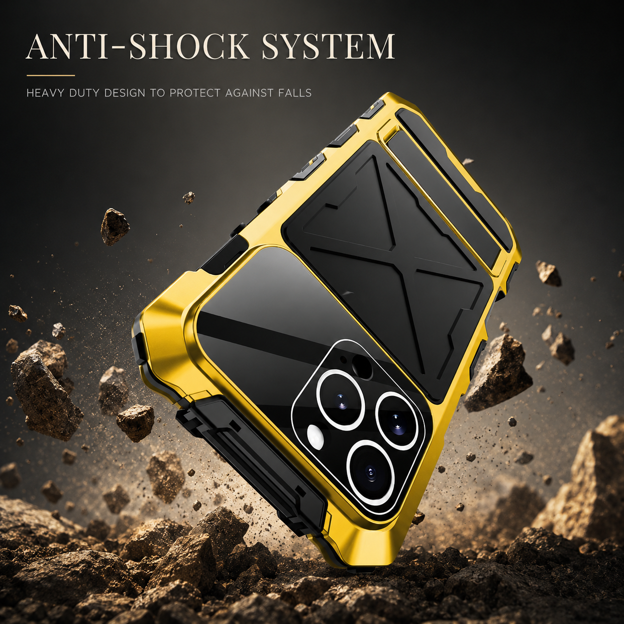 Premium iPhone Case Camera Lens Protection Shockproof Protective Cover Metal Bumper Anti Fall Grip Rugged Lightweight Design