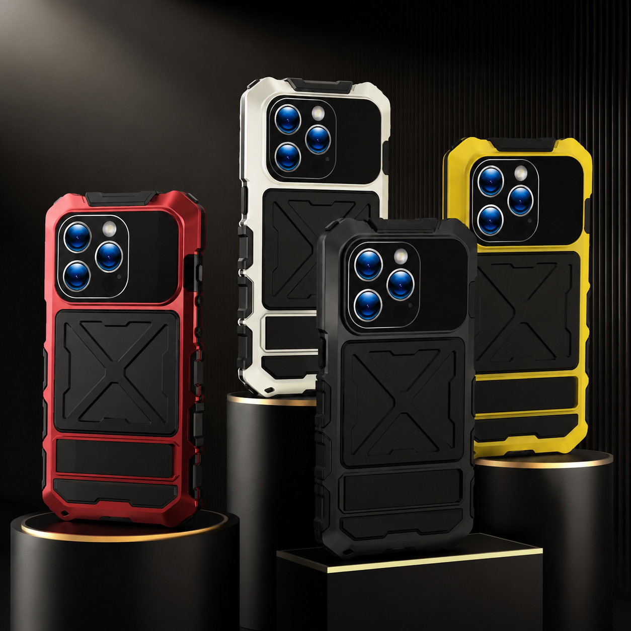 Premium iPhone Case Camera Lens Protection Shockproof Protective Cover Metal Bumper Anti Fall Grip Rugged Lightweight Design