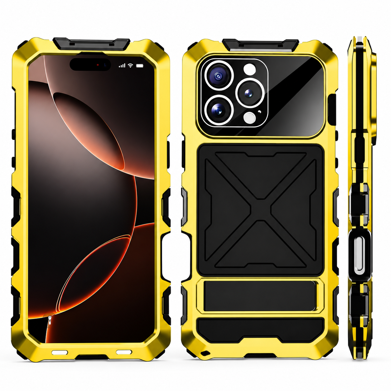 Premium iPhone Case Camera Lens Protection Shockproof Protective Cover Metal Bumper Anti Fall Grip Rugged Lightweight Design