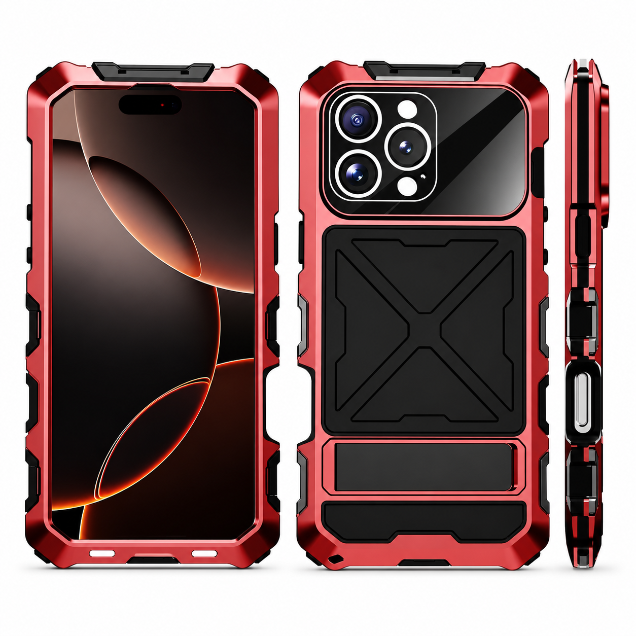 Premium iPhone Case Camera Lens Protection Shockproof Protective Cover Metal Bumper Anti Fall Grip Rugged Lightweight Design