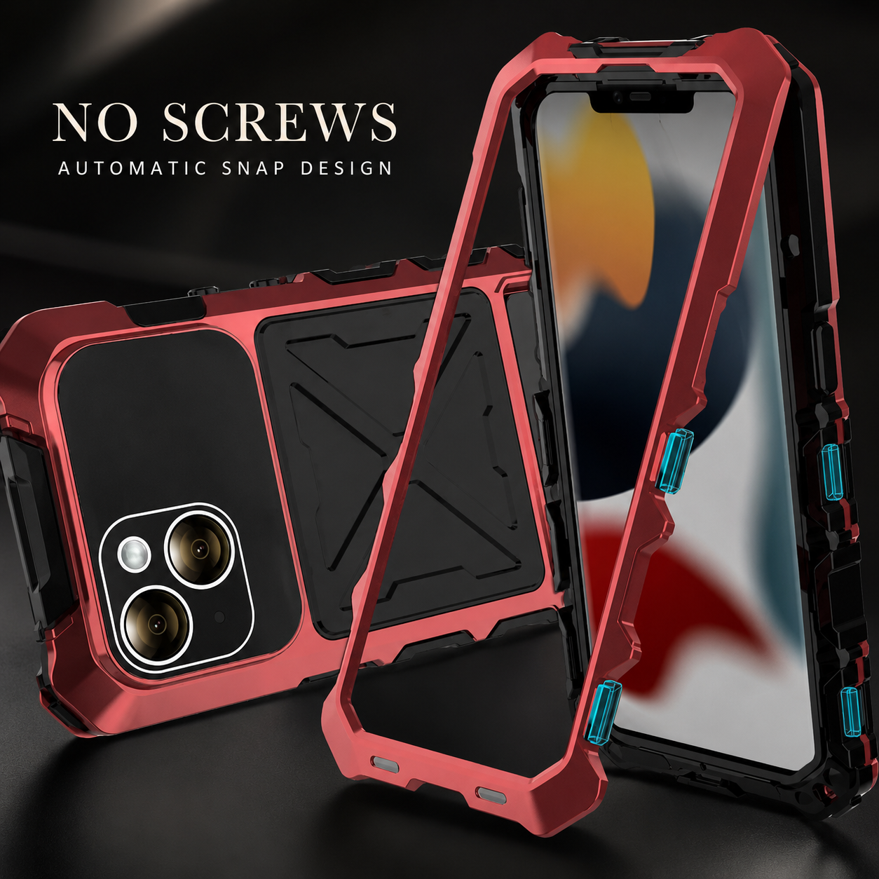 Premium iPhone Case Camera Lens Protection Shockproof Protective Cover Metal Bumper Anti Fall Grip Rugged Lightweight Design