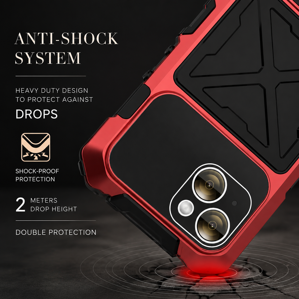 Premium iPhone Case Camera Lens Protection Shockproof Protective Cover Metal Bumper Anti Fall Grip Rugged Lightweight Design