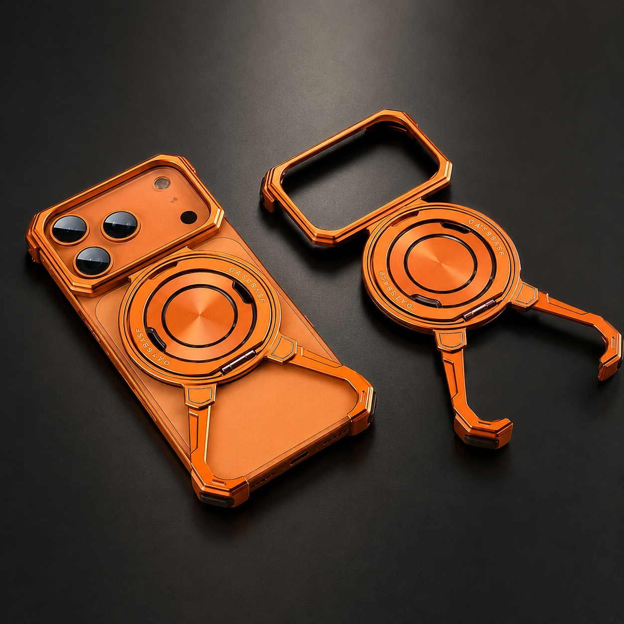 Premium iPhone Case Camera Lens Protection Shockproof Protective Cover Metal Bumper Ring Stand Frameless Anti Slip Design