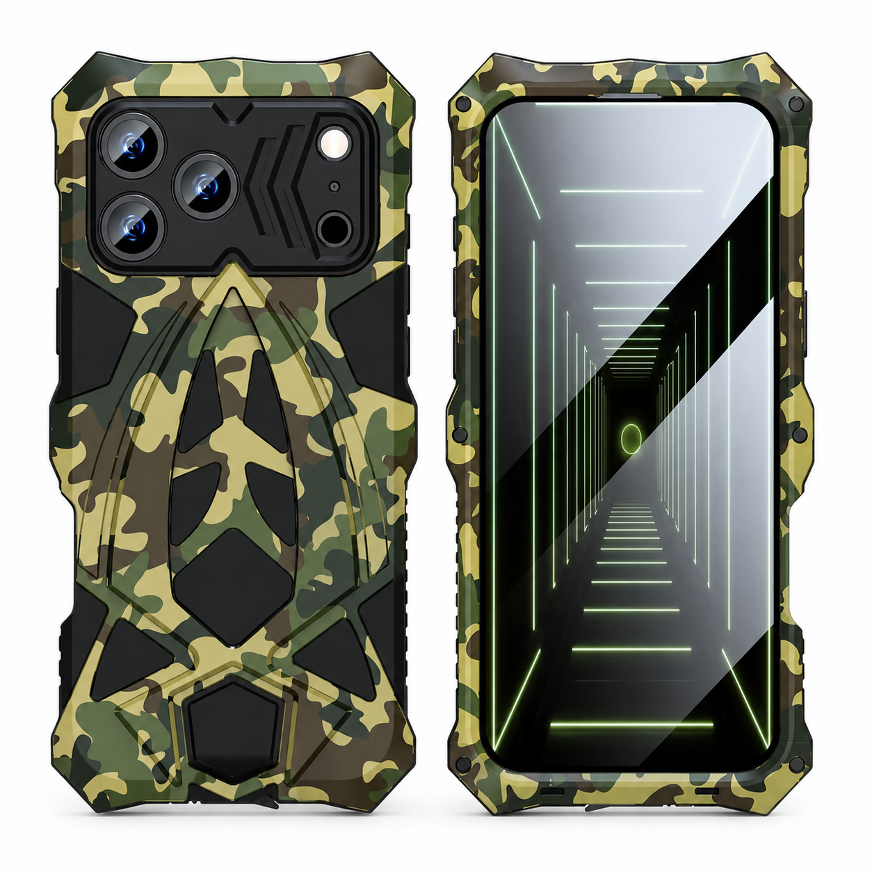 Premium iPhone Case Camera Lens Protection Shockproof Protective Cover Metal Frame Armor Anti Scratch Dustproof Rugged Design