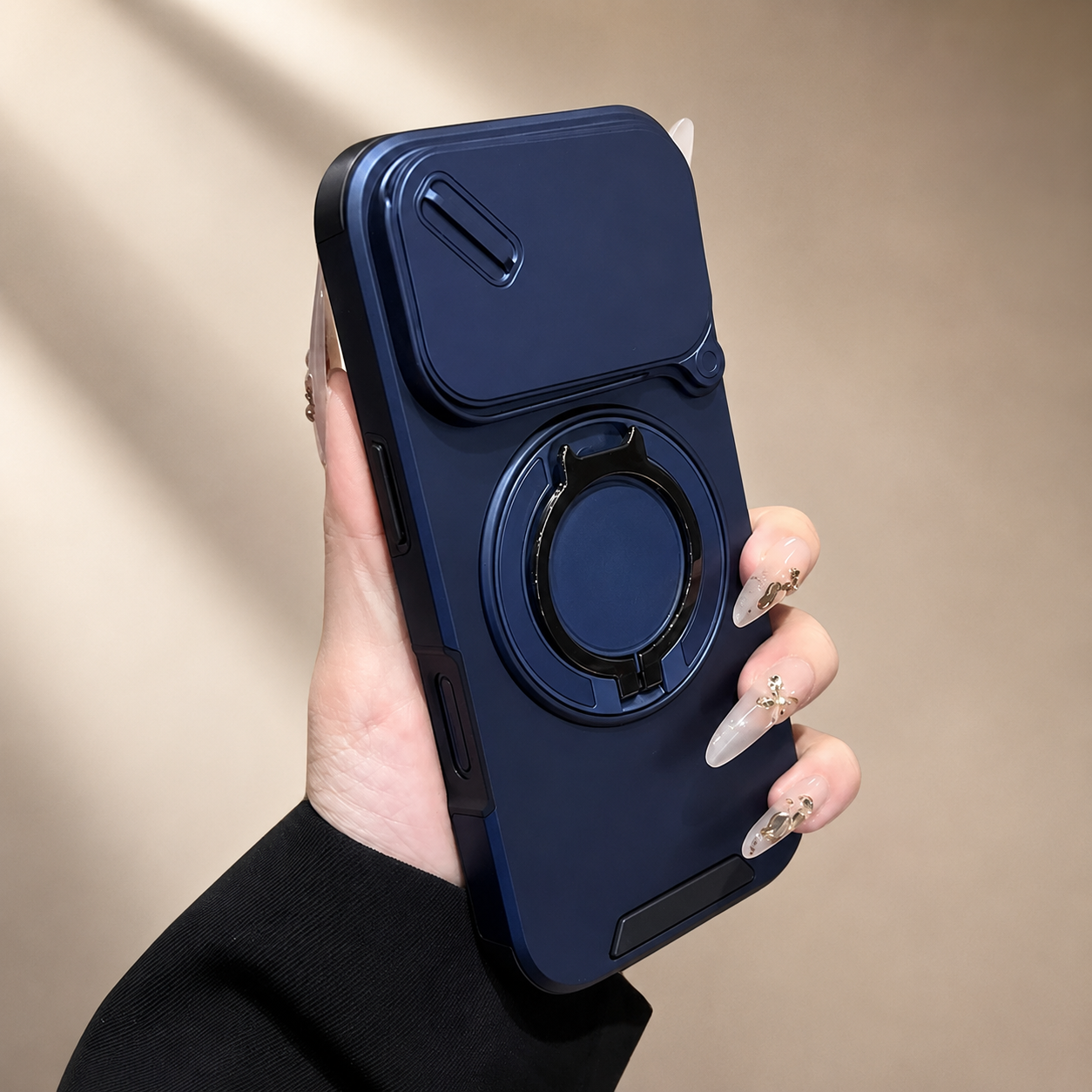 Premium iPhone Case Camera Lens Protection Shockproof Protective Cover Military Armor Magnetic Ring Stand Dual Layer Drop Resistant Bumper Design