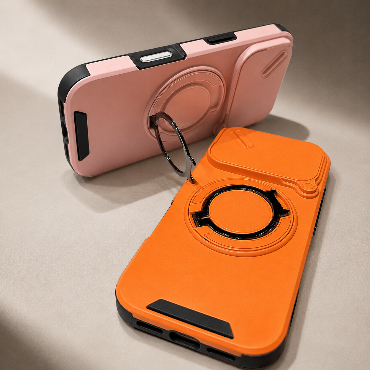 Premium iPhone Case Camera Lens Protection Shockproof Protective Cover Military Armor Magnetic Ring Stand Dual Layer Drop Resistant Bumper Design