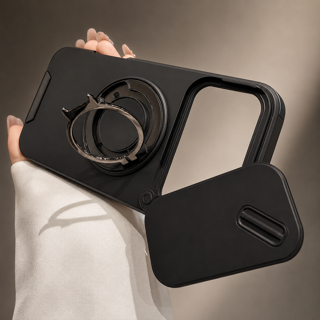 Premium iPhone Case Camera Lens Protection Shockproof Protective Cover Military Armor Magnetic Ring Stand Dual Layer Drop Resistant Bumper Design