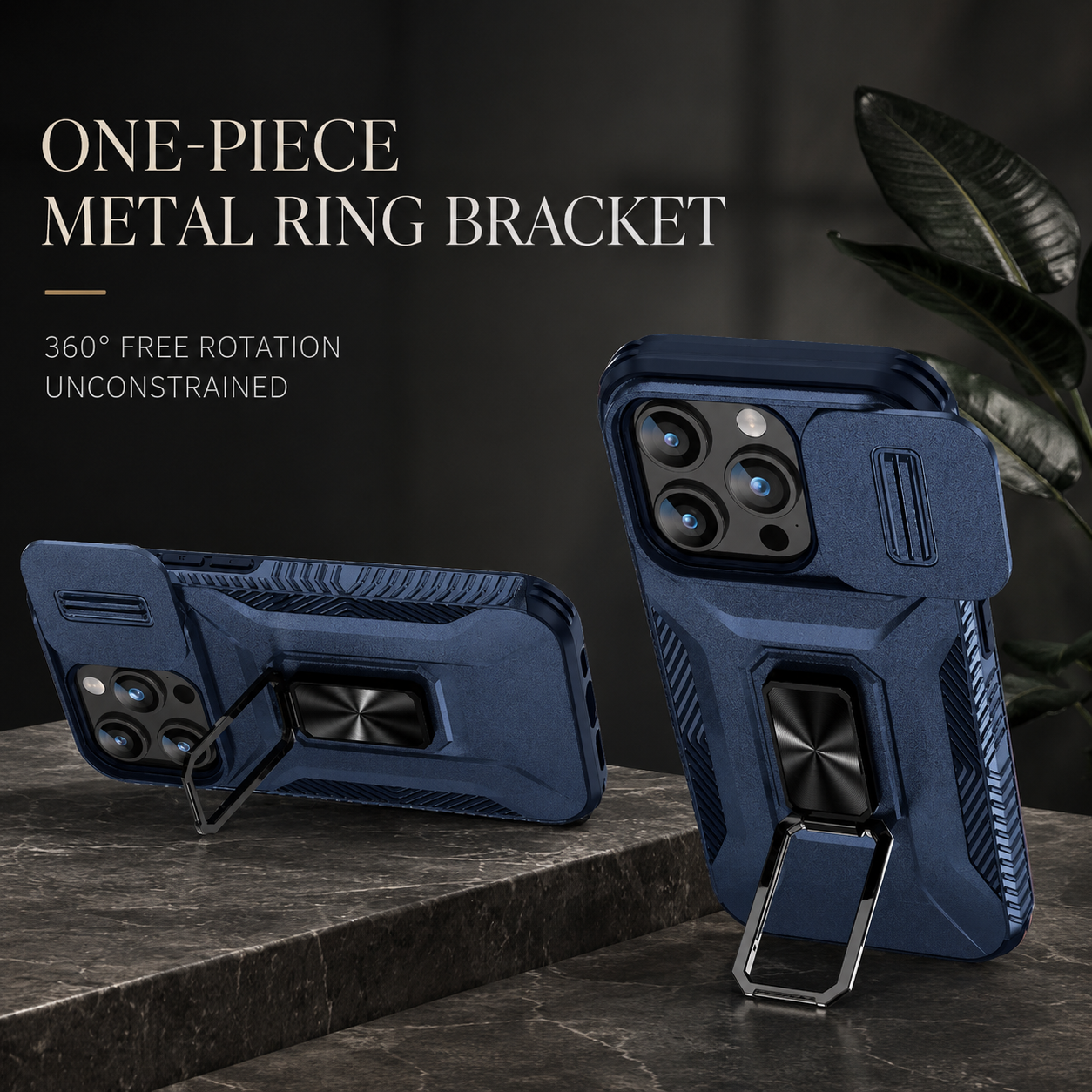 Premium iPhone Case Camera Lens Protection Shockproof Protective Cover Slide Camera Cover Rotary Stand Military Grade Anti Slip Design