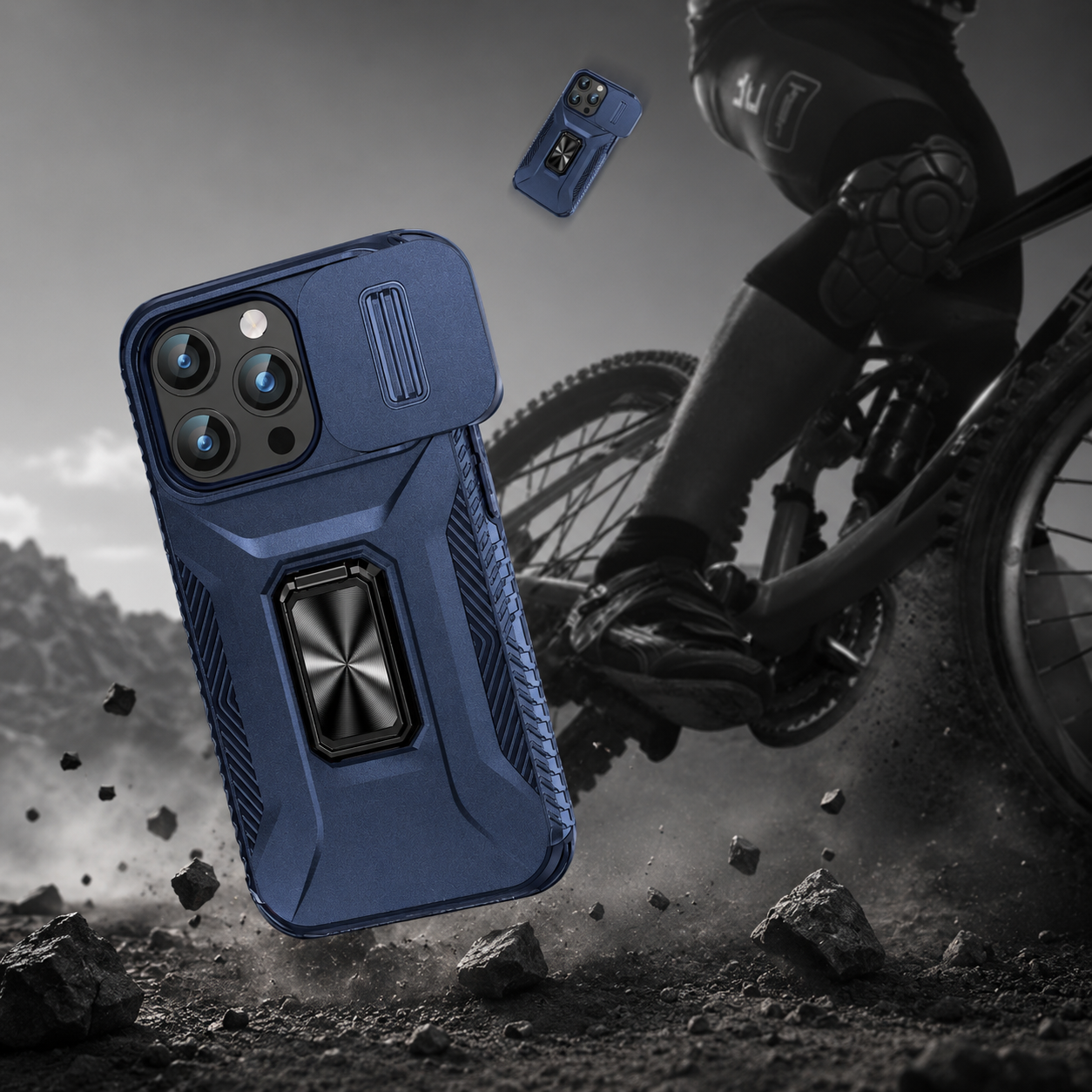 Premium iPhone Case Camera Lens Protection Shockproof Protective Cover Slide Camera Cover Rotary Stand Military Grade Anti Slip Design