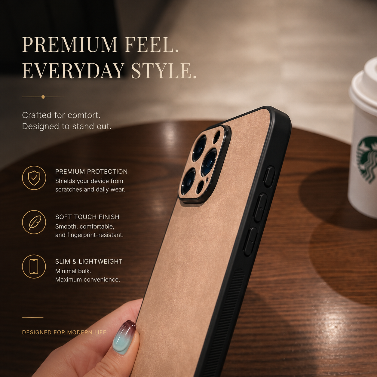 Premium iPhone Case Camera Lens Protection Shockproof Protective Cover Suede Leather Non Slip Anti Fingerprint Ultra Thin Design