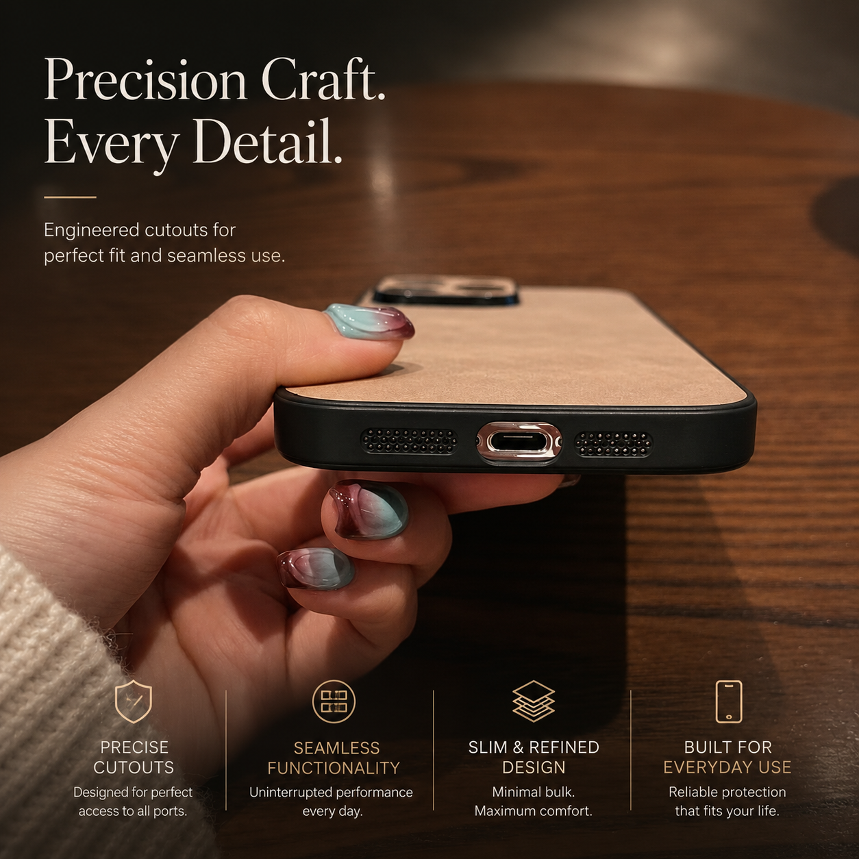 Premium iPhone Case Camera Lens Protection Shockproof Protective Cover Suede Leather Non Slip Anti Fingerprint Ultra Thin Design